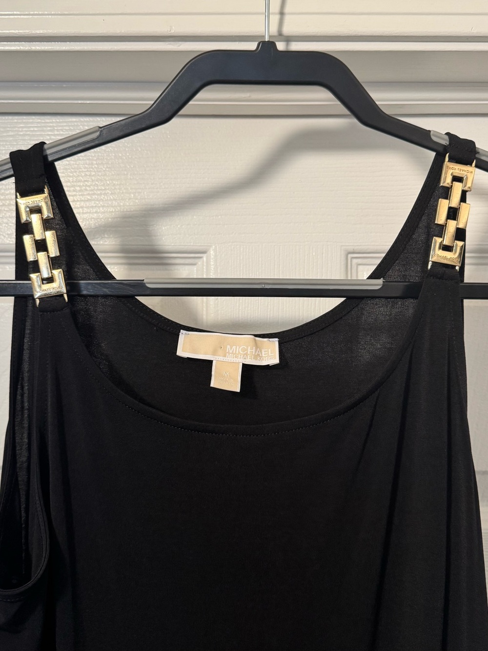 MICHAEL Michael Kors Black Dress with Gold Chain-Strap Detail - Picture 3 of 6